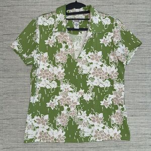 Izod Ladies Golf XFG Cool FX Shirt Medium Green Floral